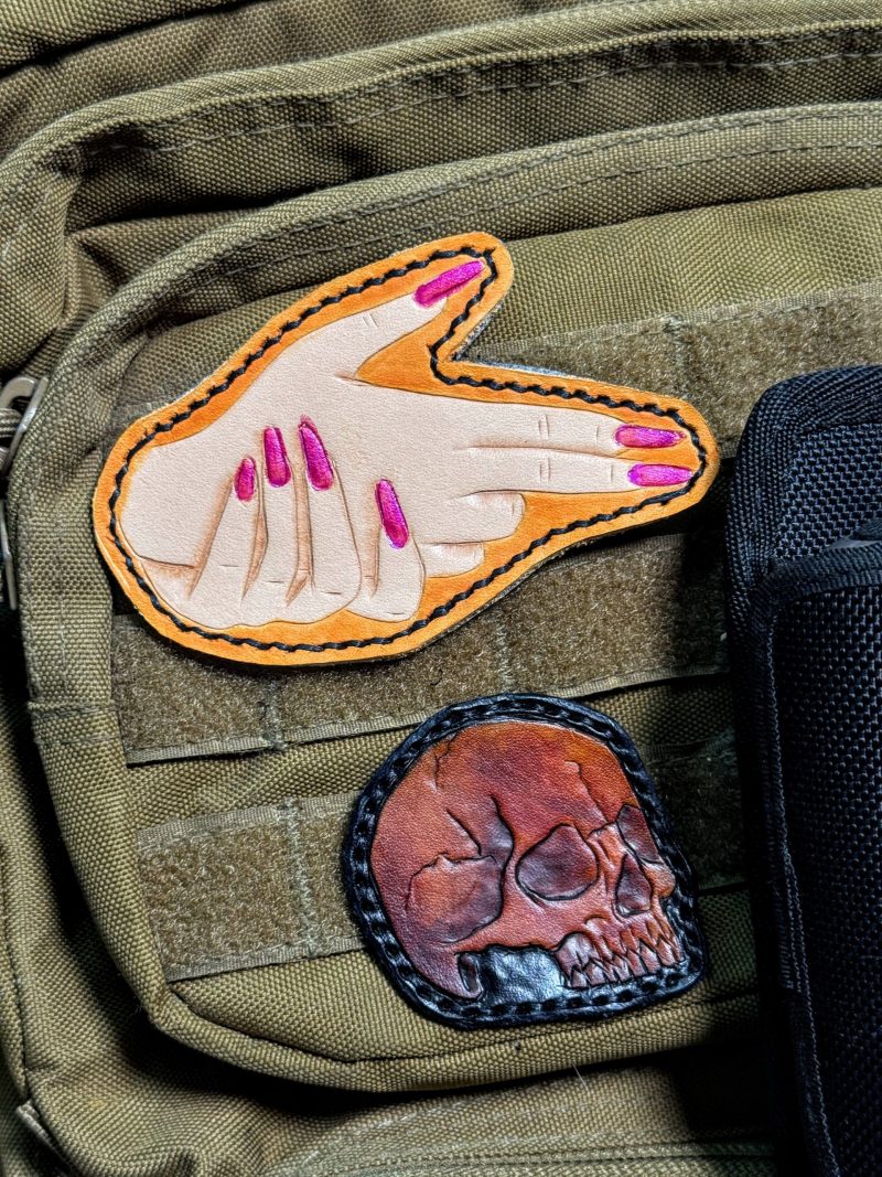 Lady PewPew Hands Leather Morale Patch - Image 2