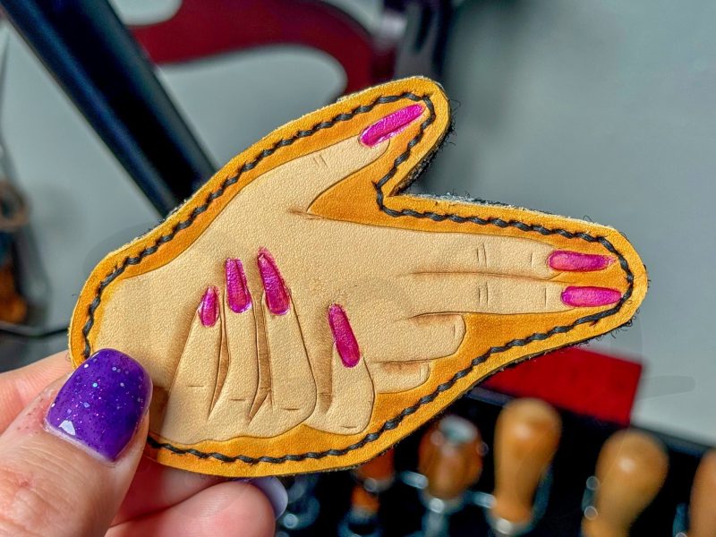 Lady PewPew Hands Leather Morale Patch - Image 4